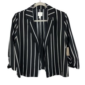 14th & Union Vertical Striped Crop Blazer Size M